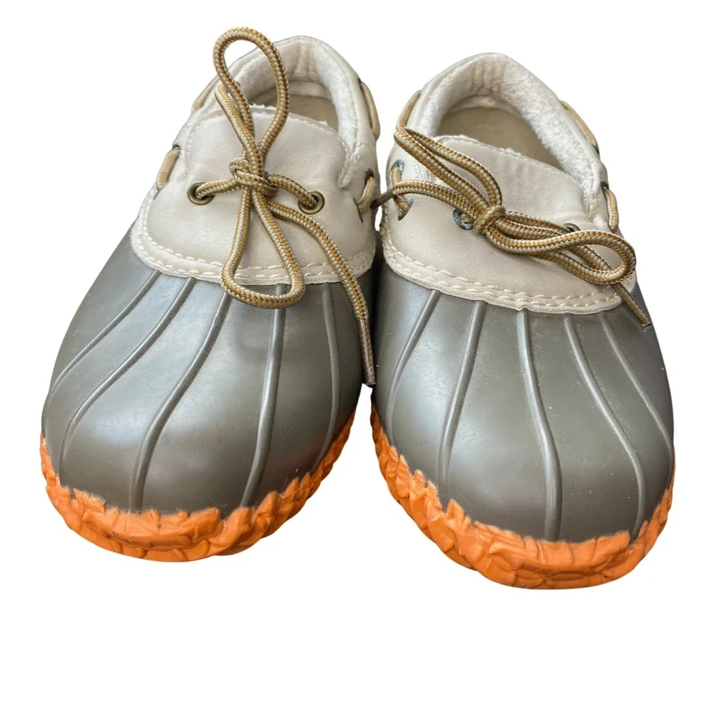 JBU Jambu Gwen Weather‎ Ready Women Duck Shoes Grey Orange Faux Fur Lined 8